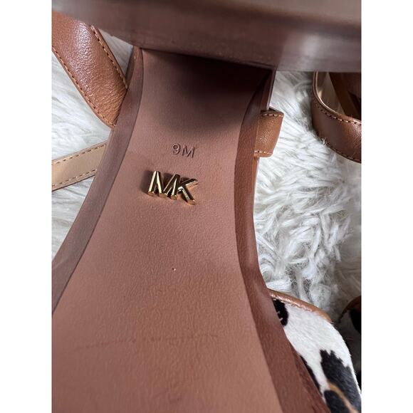 Michael Kors Alexia Platform Sandals Womens Size 9M Hair Calf Animal Print SH19A - Picture 14 of 16